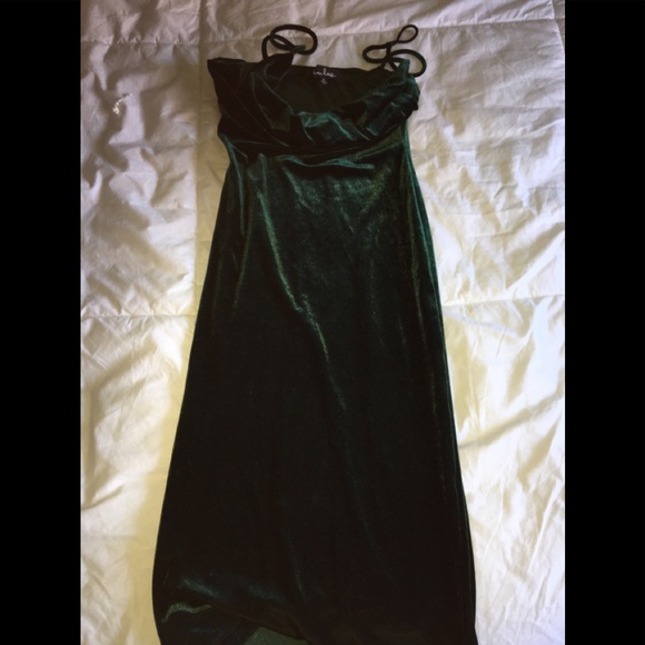jazzy belle dark green velvet dress